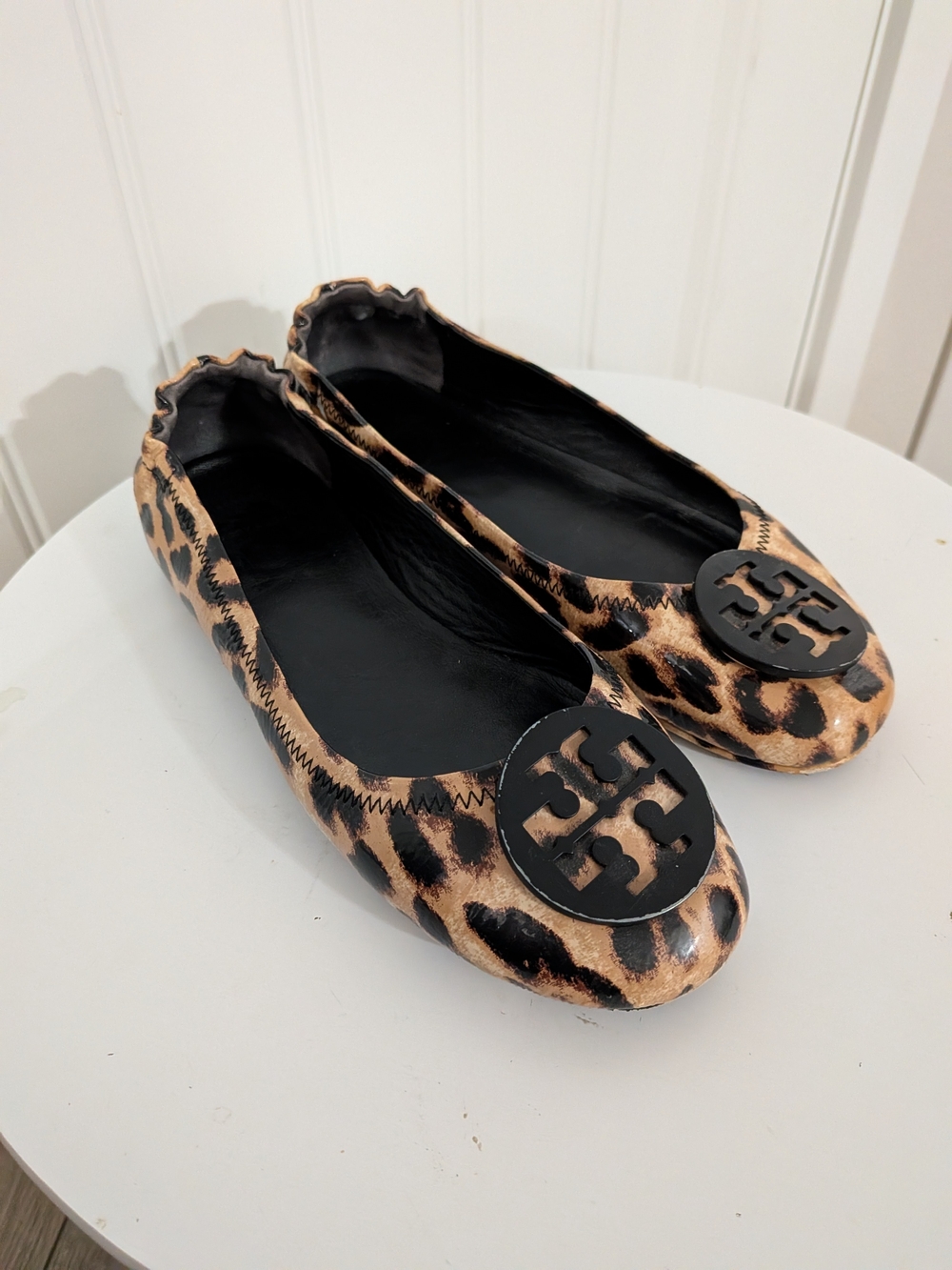 Tory Burch Minnie Travel Patent Leather Animal Print Ballet Flats